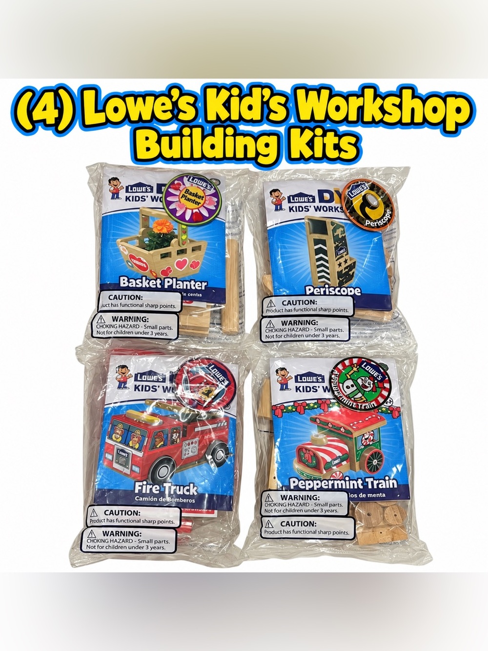 NEW Lowes (4) DIY Kids Workshop Kits